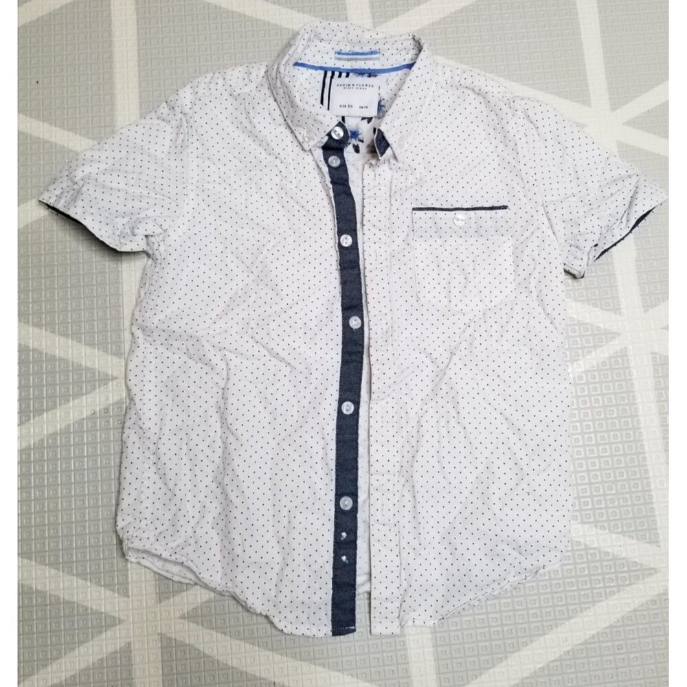 Denim & Flower Ricky Singh Boys Shirt White Dots 5/6, 110 cm School Boy Church